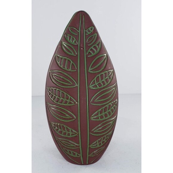 MCM Hjordis Oldfors LE Sweden Upsala Ekeby Vase 5795 Brown Green Leaf - Picture 3 of 9